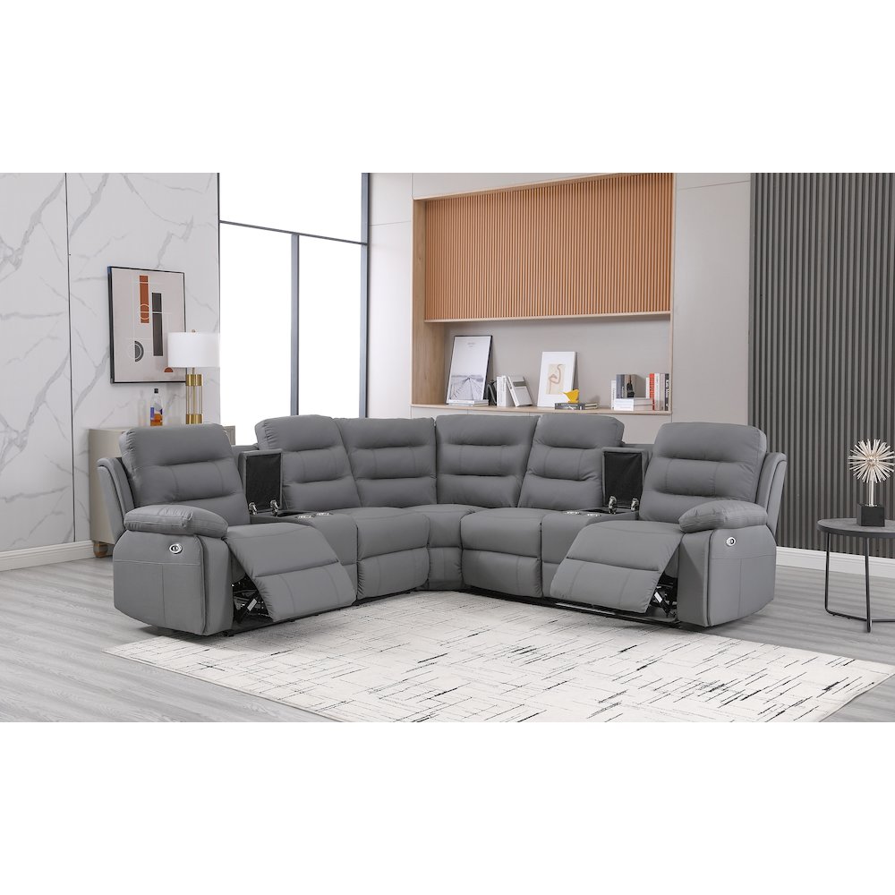 Modern Reclining Sectional Sofa with Cup Holders & Storage. Picture 5