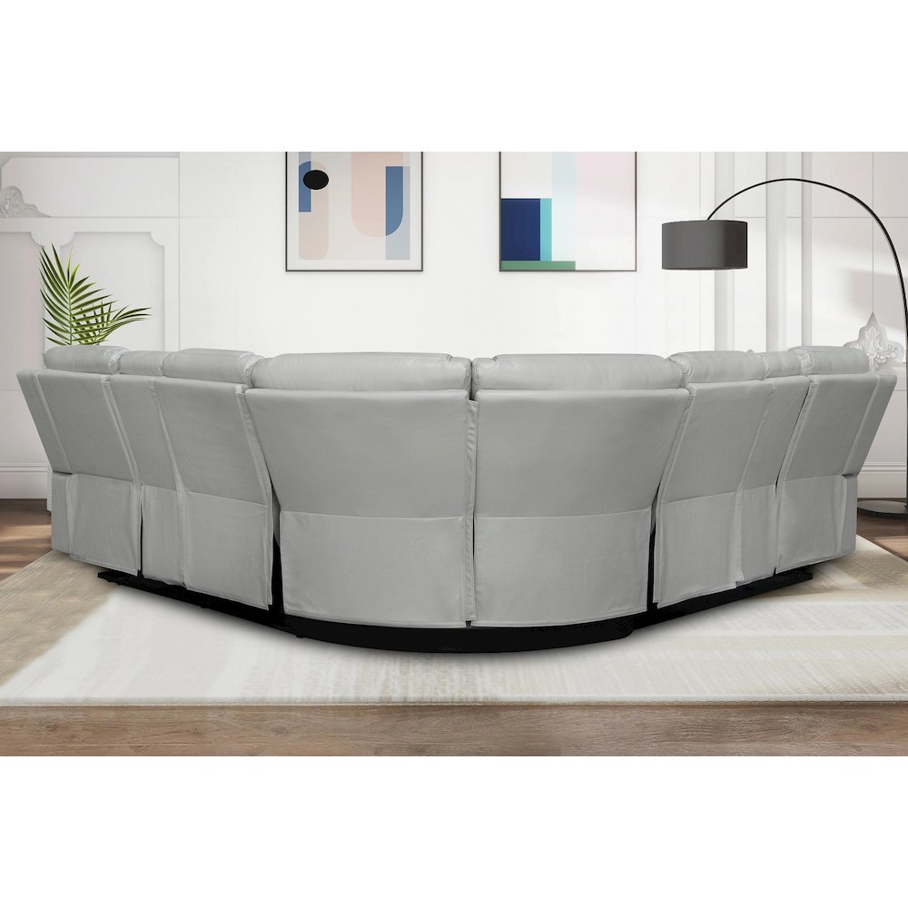 Ilia Two Tone Faux Leather Power Reclining Sectional with Console  & Cup Holder. Picture 4