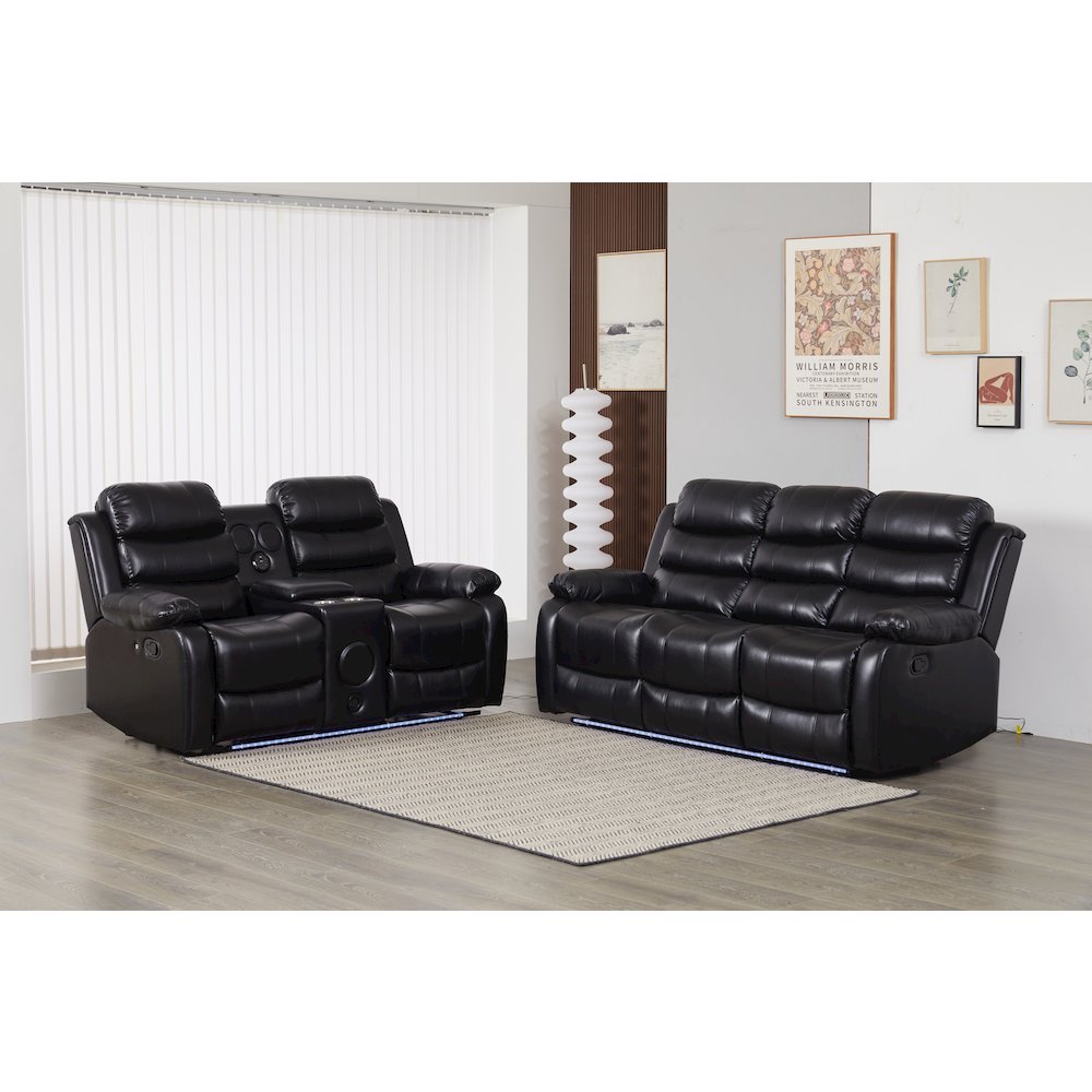Faux Leather Manual Reclining Sofa Set – 2-Piece Home Theater Seating. Picture 1