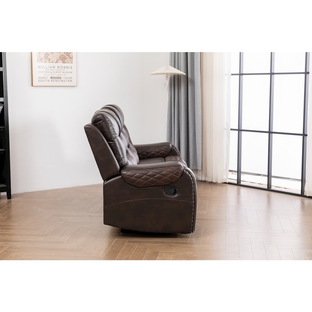 Ilyiano Two Tone Faux Leather 2-PC Livingroom Reclining Set In Brown. Picture 3