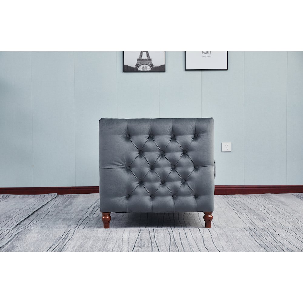Kingway Furniture Avin Velvet Nail Head Livingroom Loveseat in Gray. Picture 6