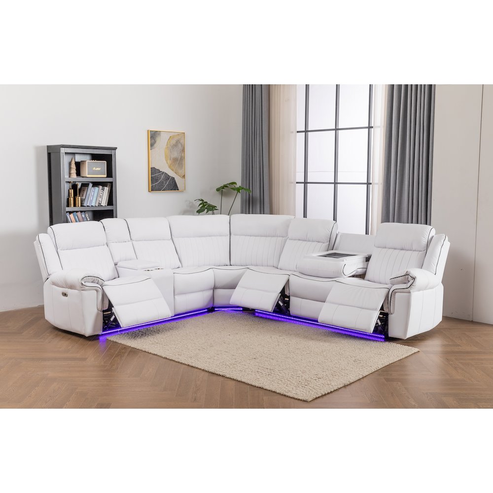 Raonne 3 - Piece Vegan Leather Power Reclining Sectional. Picture 3