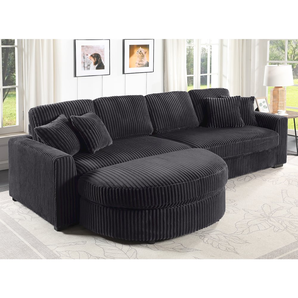 Oversized 111 Inch Wide Corduroy 3pc Sectional. Picture 3