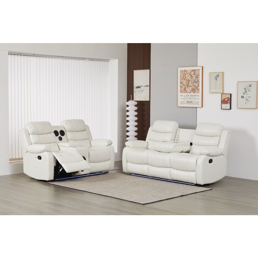 Faux Leather Manual Reclining Sofa Set – 2-Piece Home Theater Seating. Picture 2