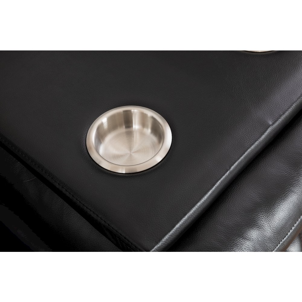 Ilyiano Two Tone Faux Leather Livingroom Reclining Sofa In Black. Picture 8