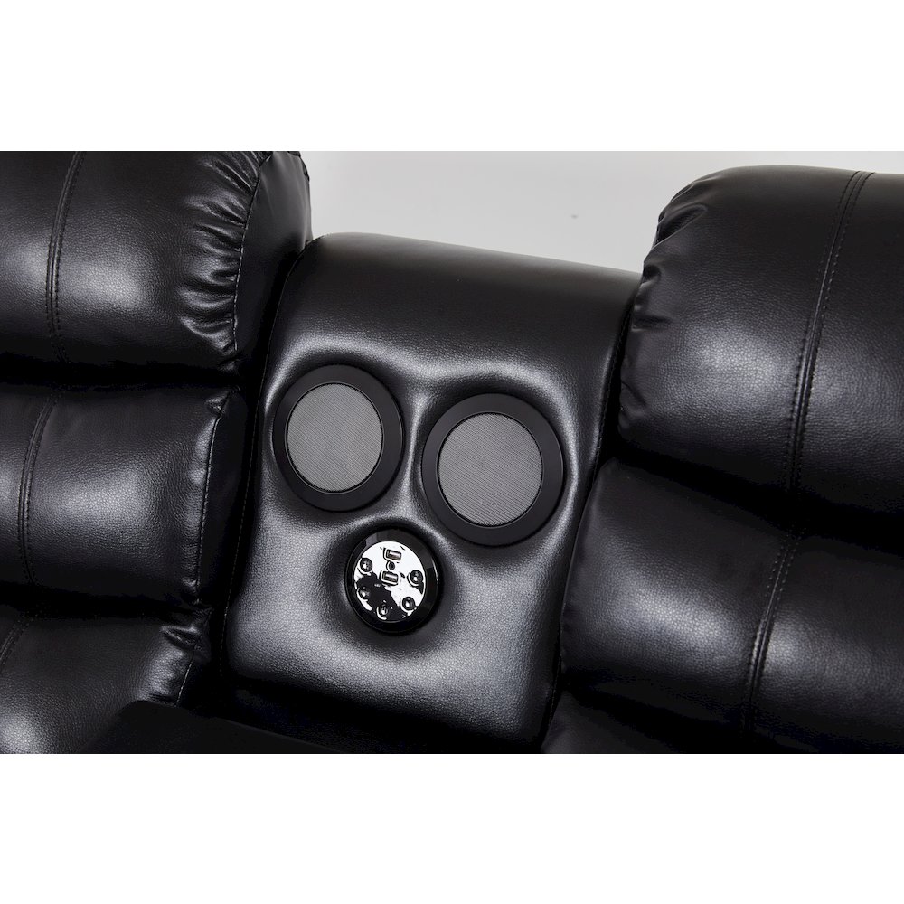 Faux Leather Manual Reclining Loveseat with LED Lights and Console. Picture 4