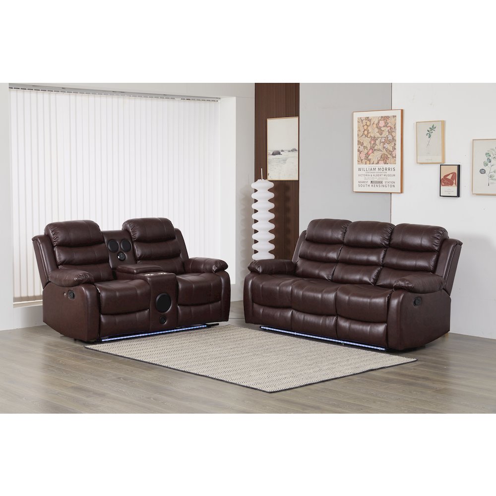 Faux Leather Manual Reclining Sofa Set – 2-Piece Home Theater Seating. Picture 2