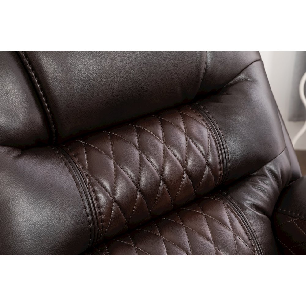 Ilyiano Two Tone Faux Leather 3-Piece Livingroom Reclining Set In Brown. Picture 7