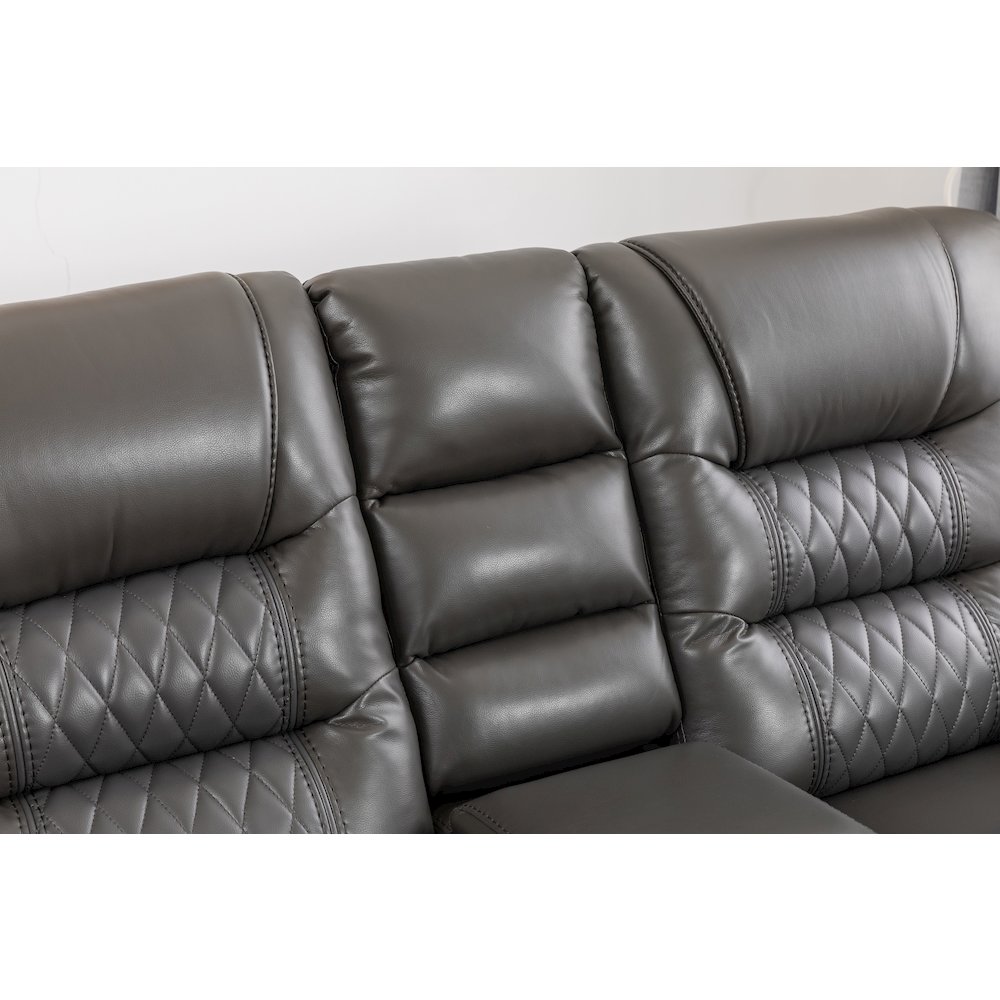 Ilyiano Two Tone Faux Leather 3-Piece Livingroom Reclining Set In Gray. Picture 4