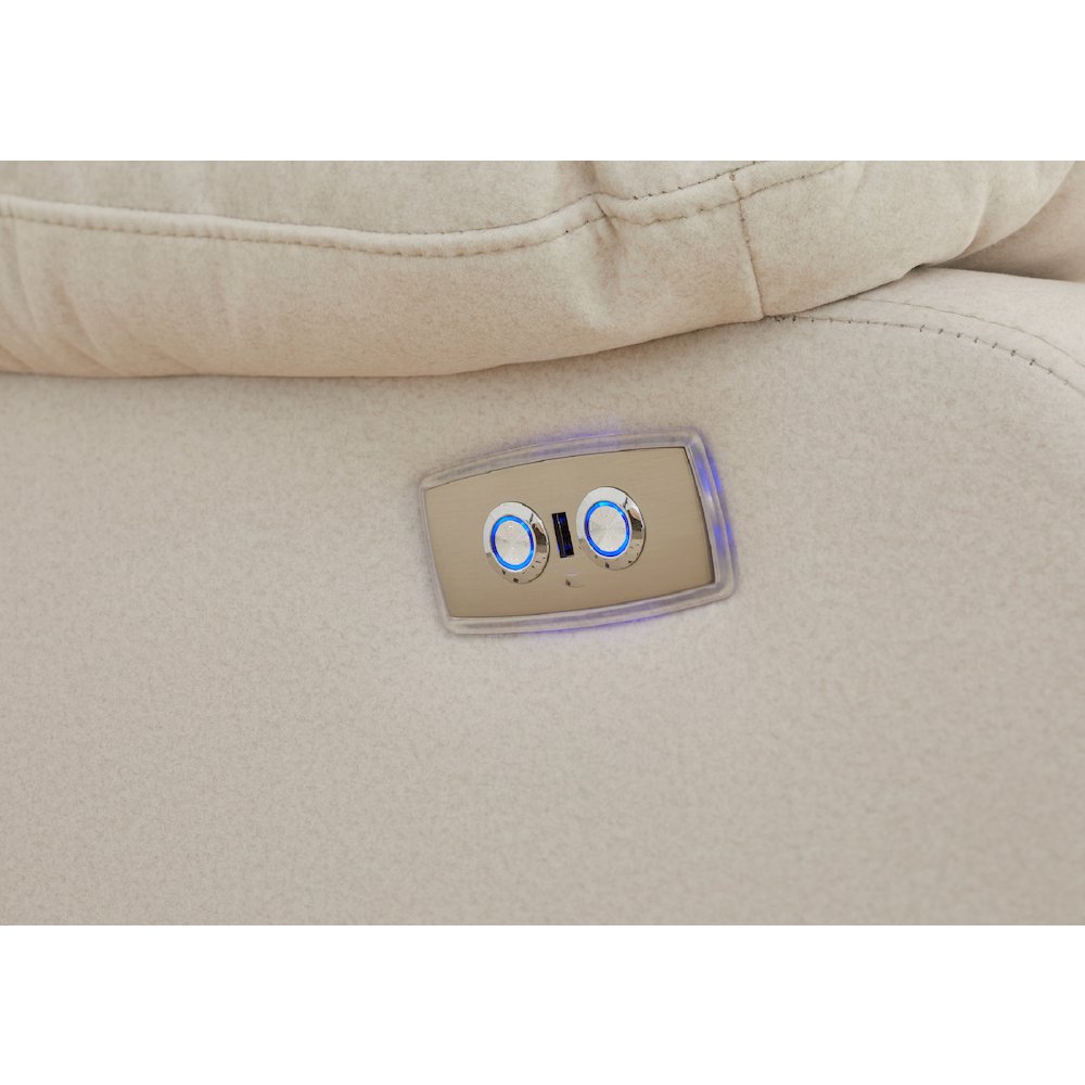 Kingway Adrien Fabric Power Recliner With USB in Beige. Picture 5