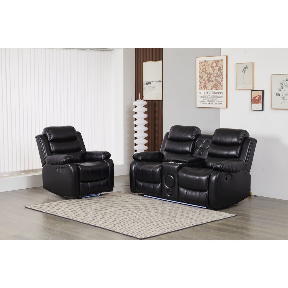 Faux Leather Manual Reclining Sofa Set – Two-Piece Home Theater Seating. Picture 1