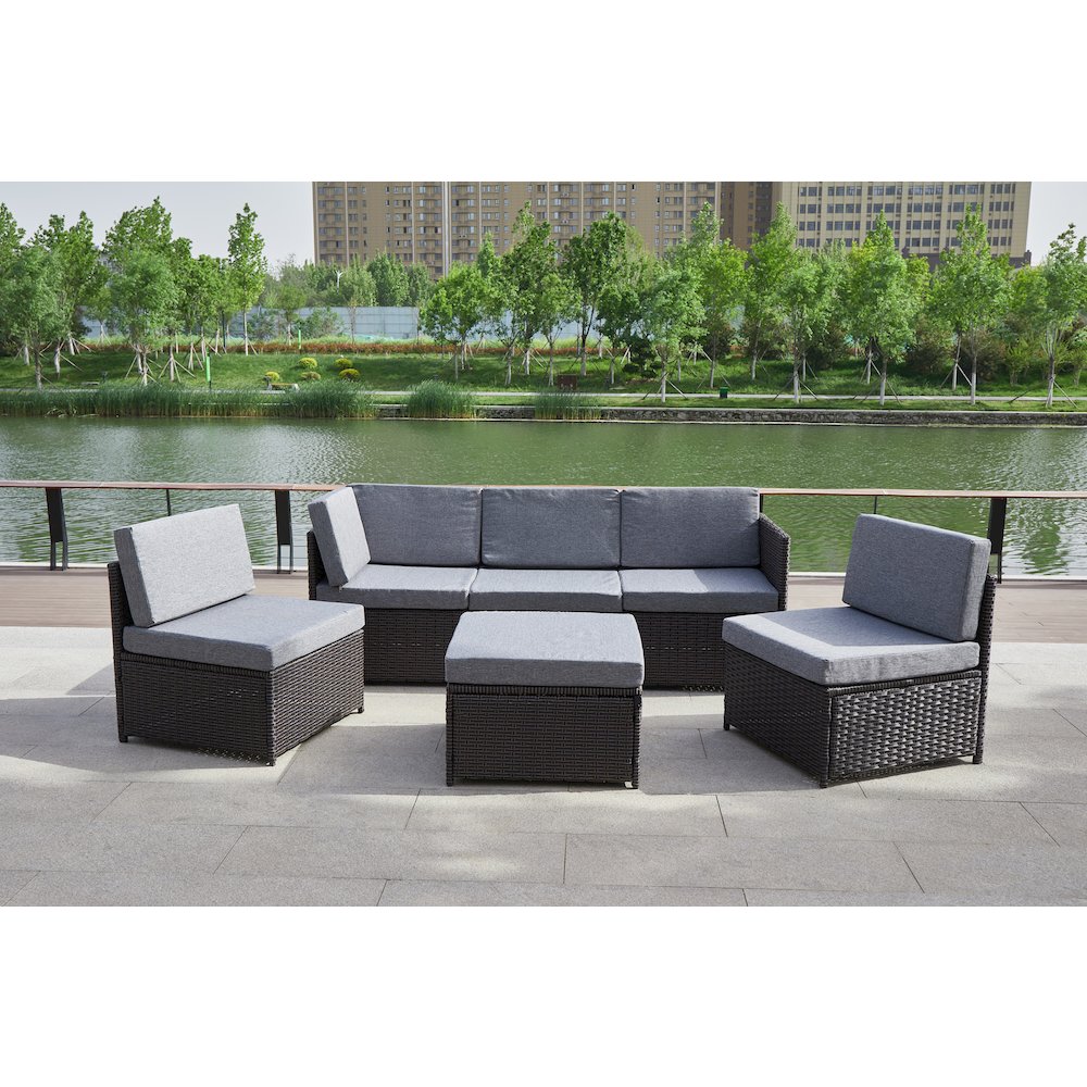 4-Piece Wicker Patio Furniture Sets Outdoor Sectional Sofa Set Sectional. Picture 9