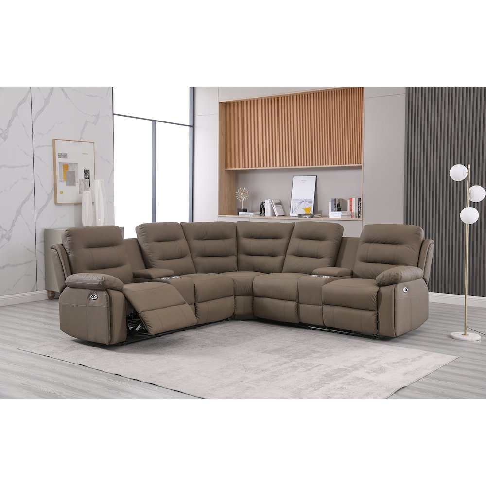 Modern Reclining Sectional Sofa with Cup Holders & Storage. Picture 4