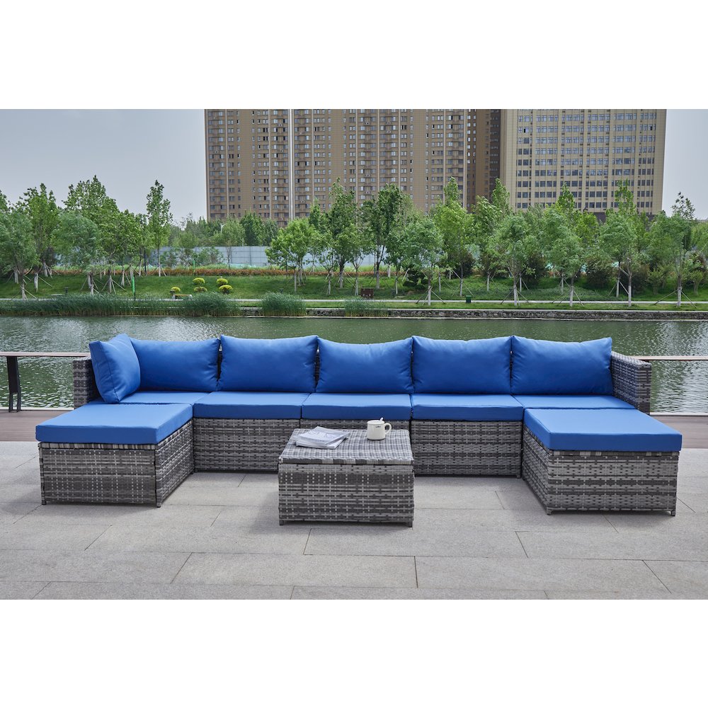 101'' Wicker Outdoor Patio Sectional. Picture 9
