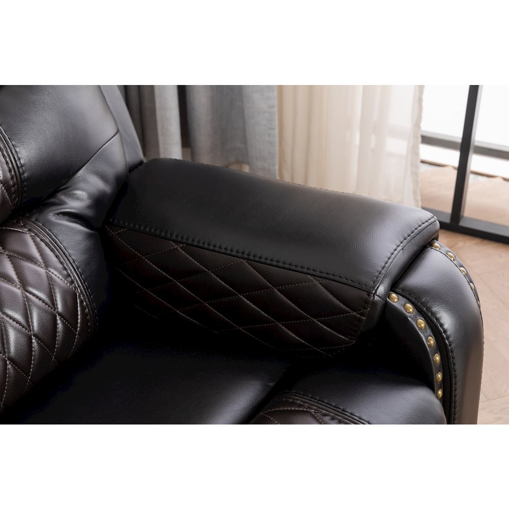 Ilyiano Two Tone Faux Leather Livingroom Reclining Sofa In Black. Picture 3