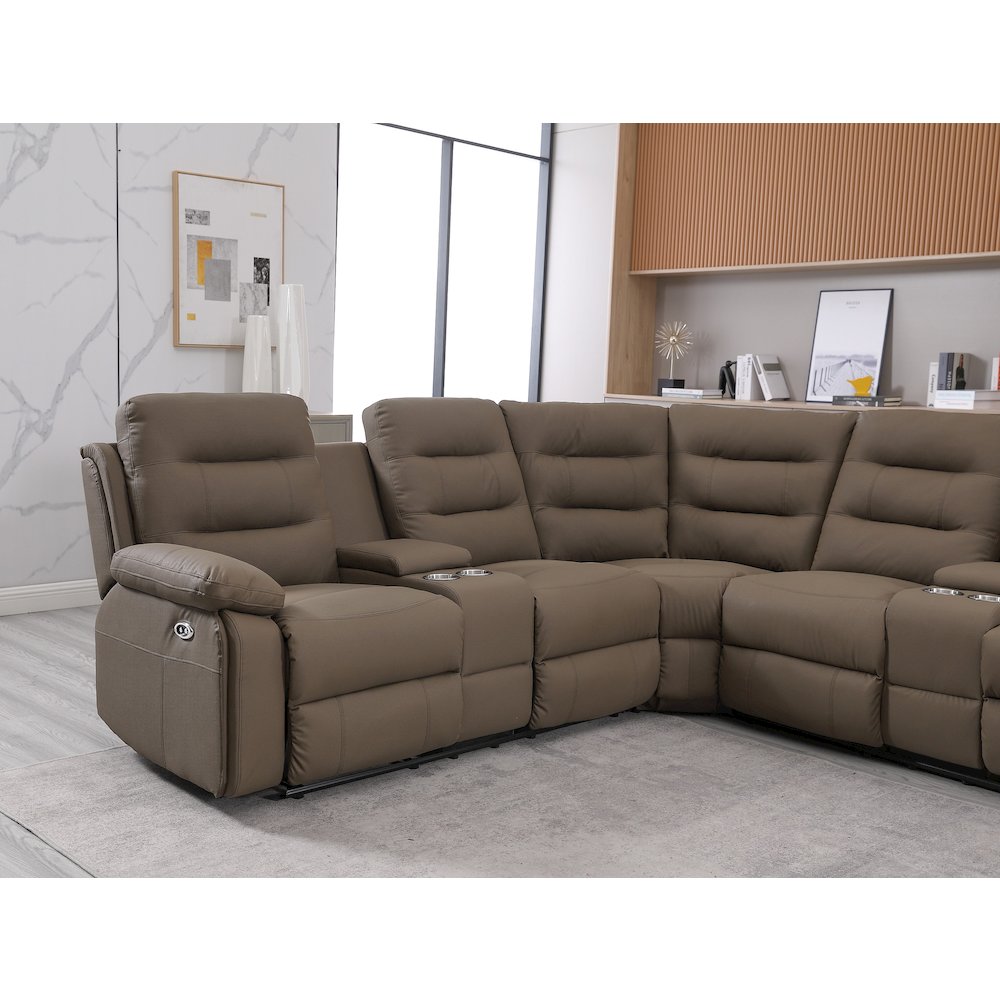 Modern Reclining Sectional Sofa with Cup Holders & Storage. Picture 2
