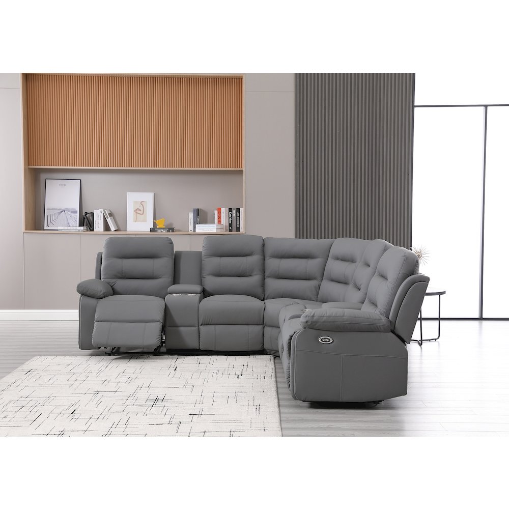 Modern Reclining Sectional Sofa with Cup Holders & Storage. Picture 2
