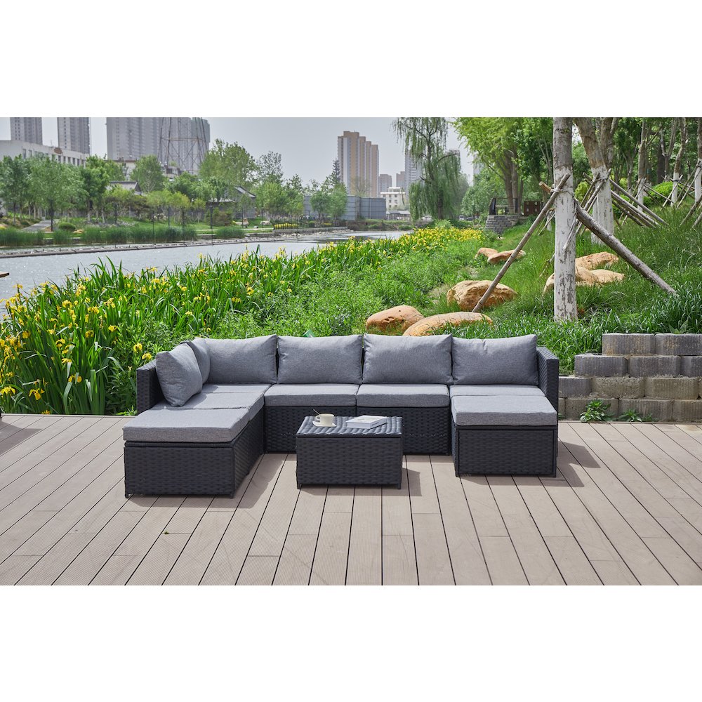 101'' Wicker Outdoor Patio Sectional. Picture 9