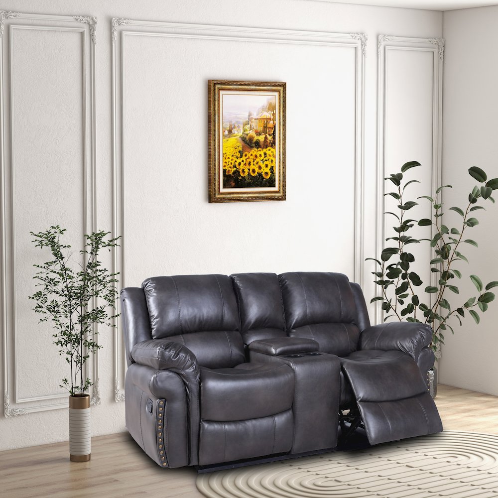 Dontiavion Faux Leather Living Room Loveseat. Picture 1