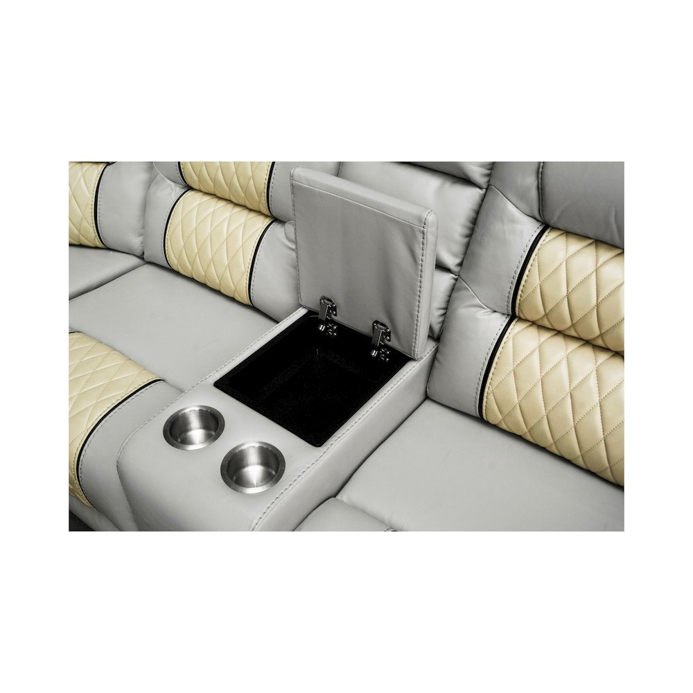 Ilia Two Tone Faux Leather Power Reclining Sectional with Console  & Cup Holder. Picture 7
