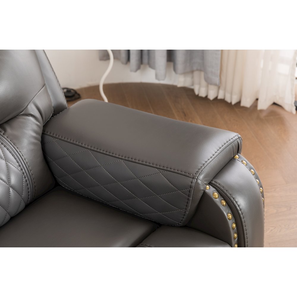 Ilyiano Two Tone Faux Leather Rocker Recliner In Gray. Picture 3