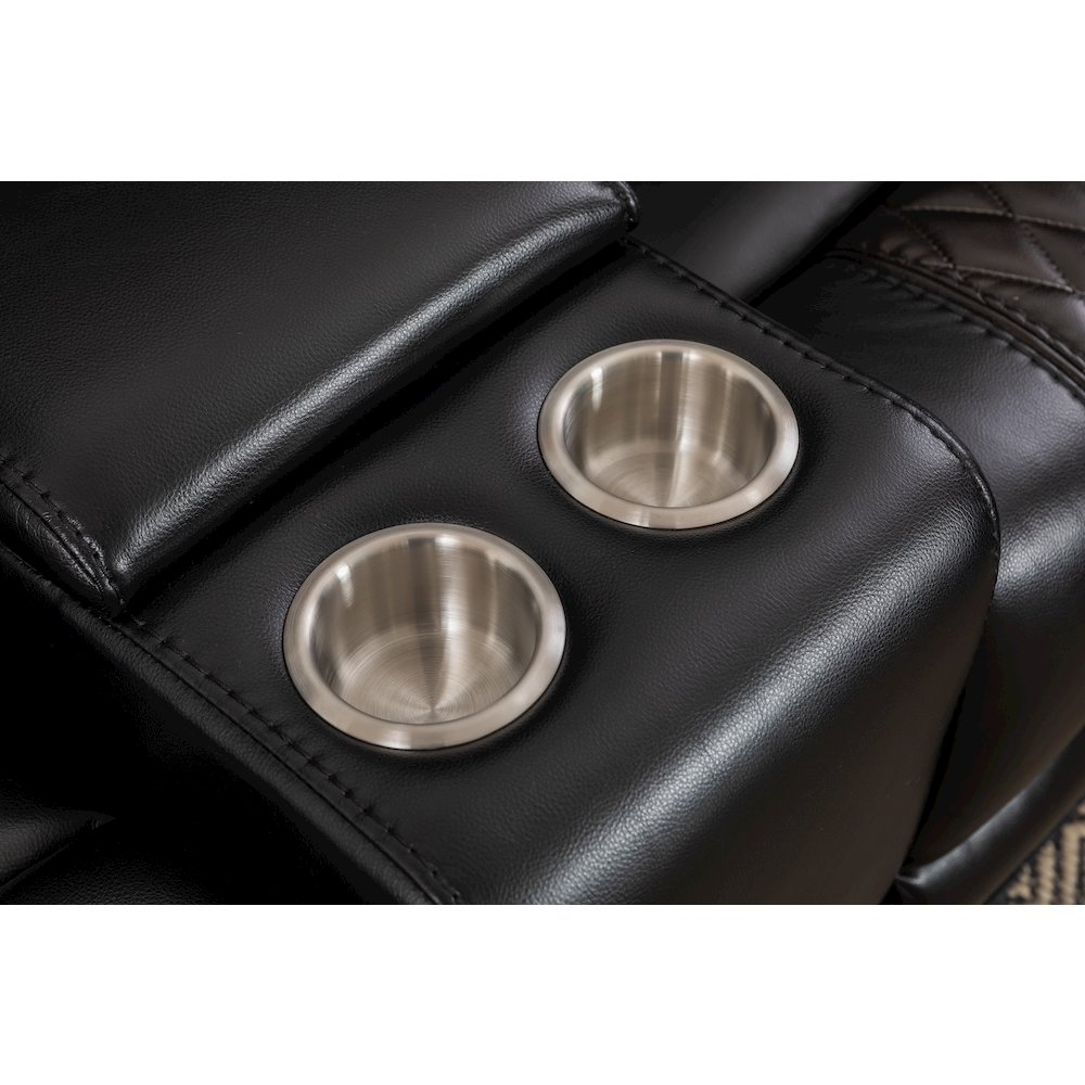 Ilia Two Tone Faux Leather Power Reclining Sectional with Console  & Cup Holder. Picture 5