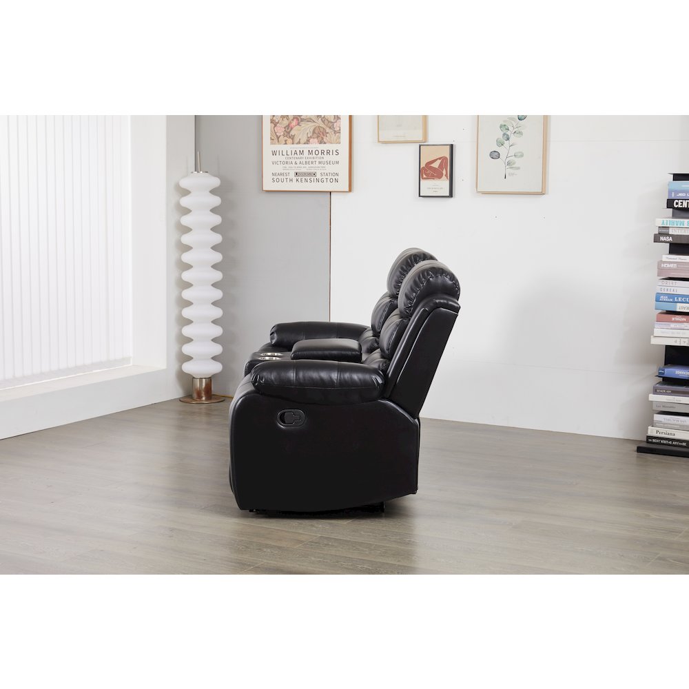 Faux Leather Manual Reclining Sofa Set – 2-Piece Home Theater Seating. Picture 5