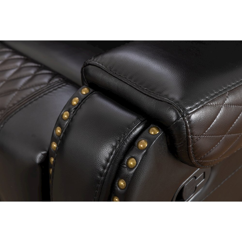 Ilia Two Tone Faux Leather Power Reclining Sectional with Console  & Cup Holder. Picture 4