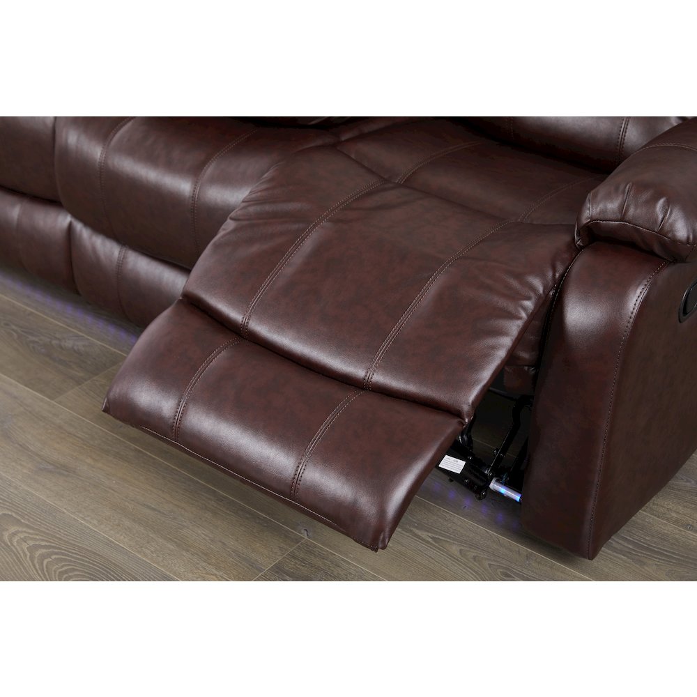 Faux Leather Manual Reclining Sofa Set – 3PC Home Theater Seating. Picture 5