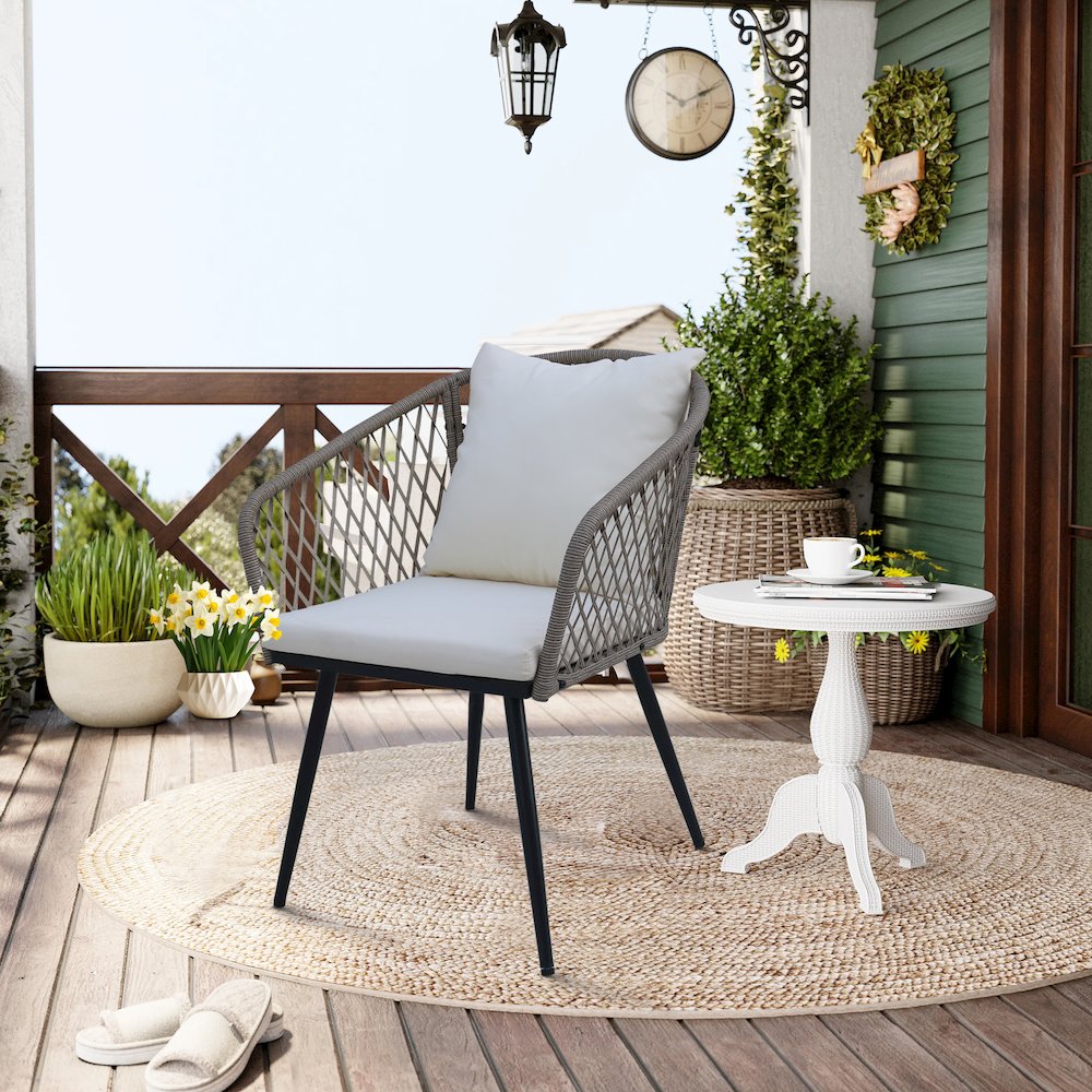 3-Piece Outdoor Patio Bistro Set – Modern Wicker Conversation Chairs. Picture 5