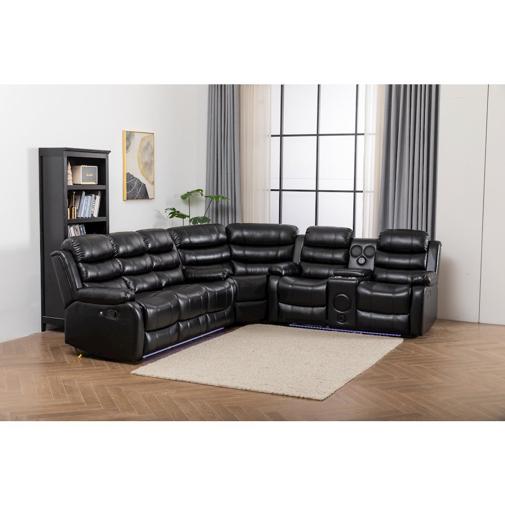 Donivi LED Faux Leather Reclining Sectional. Picture 2