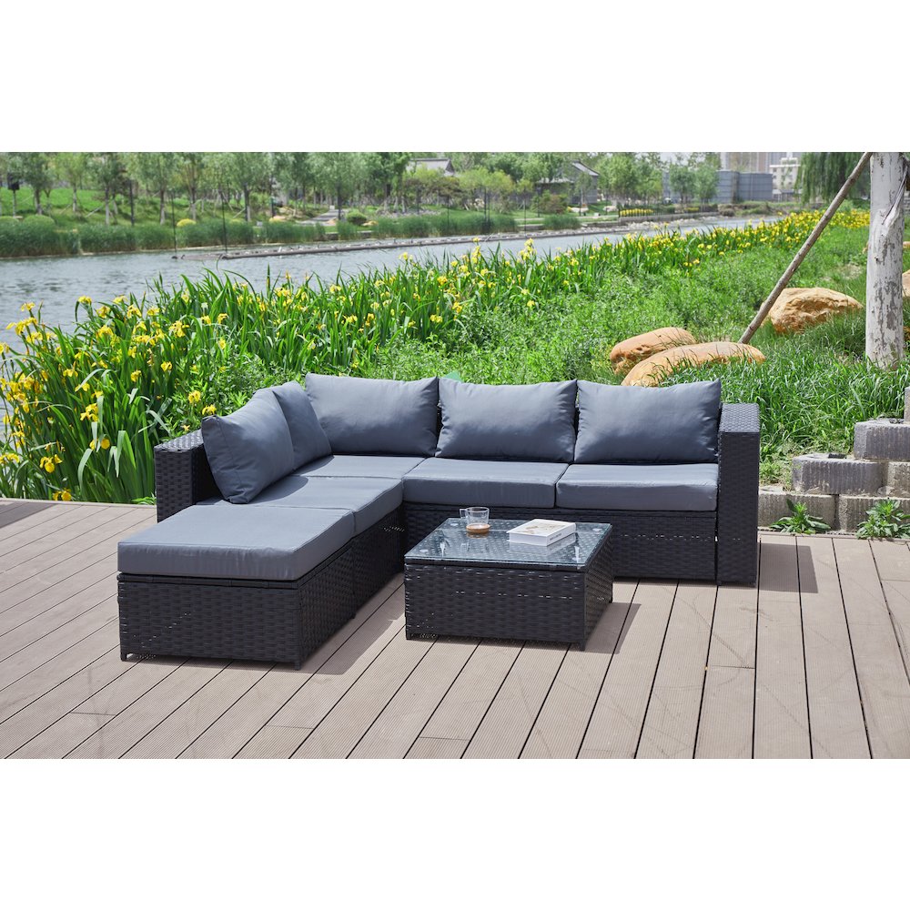 Nazimi 86'' Outdoor Patio Sectional. Picture 7