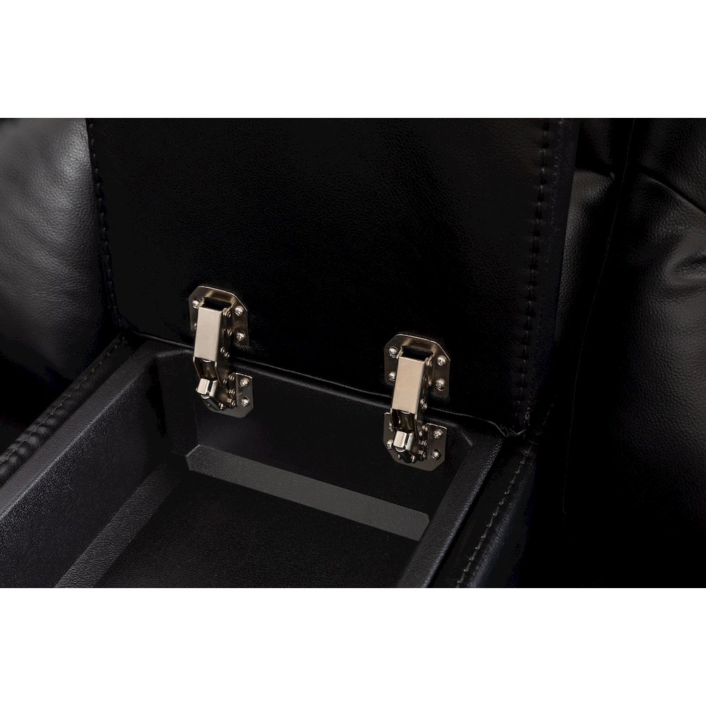 Ilyiano Two Tone Faux Leather Livingroom Reclining Loveseat In Black. Picture 6