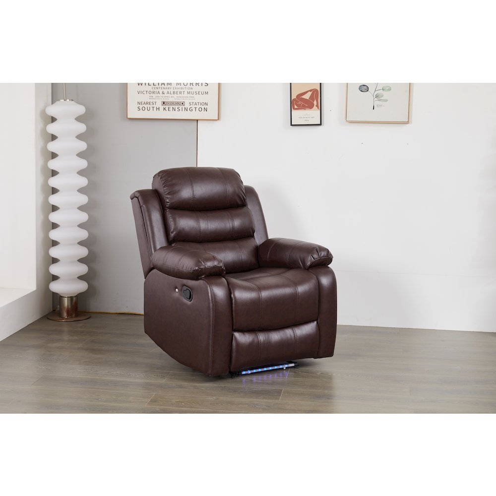 Luxury Faux Leather Recliner Chair with LED Lights. Picture 2