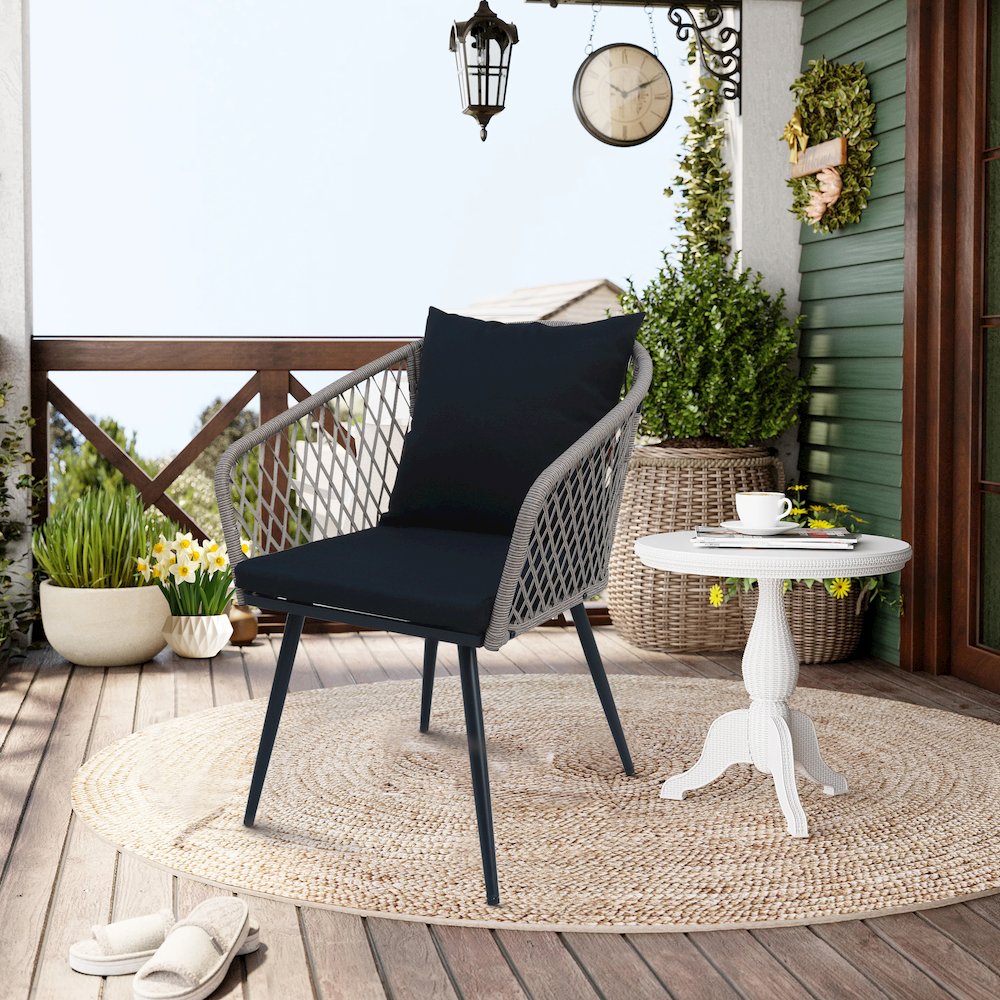 3-Piece Outdoor Patio Bistro Set – Modern Wicker Conversation Chairs. Picture 4