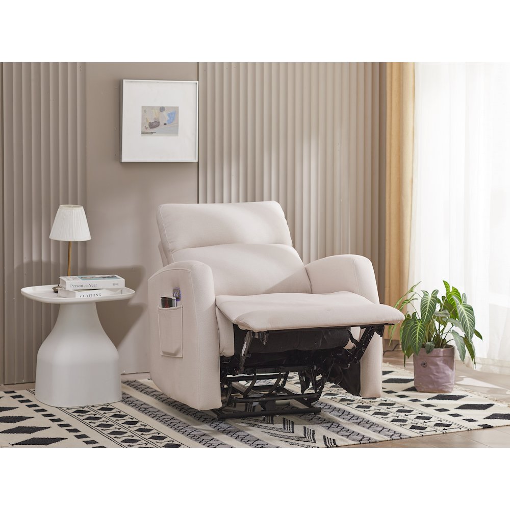 Kingway Arindel Fabric Power Recliner With USB in Beige. Picture 3