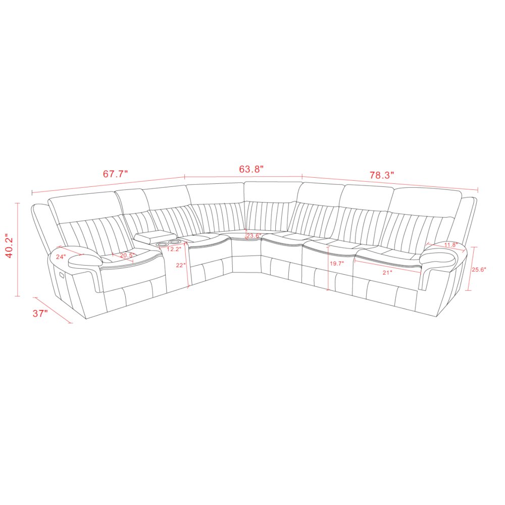 Raonne 3 - Piece Vegan Leather Power Reclining Sectional. Picture 12