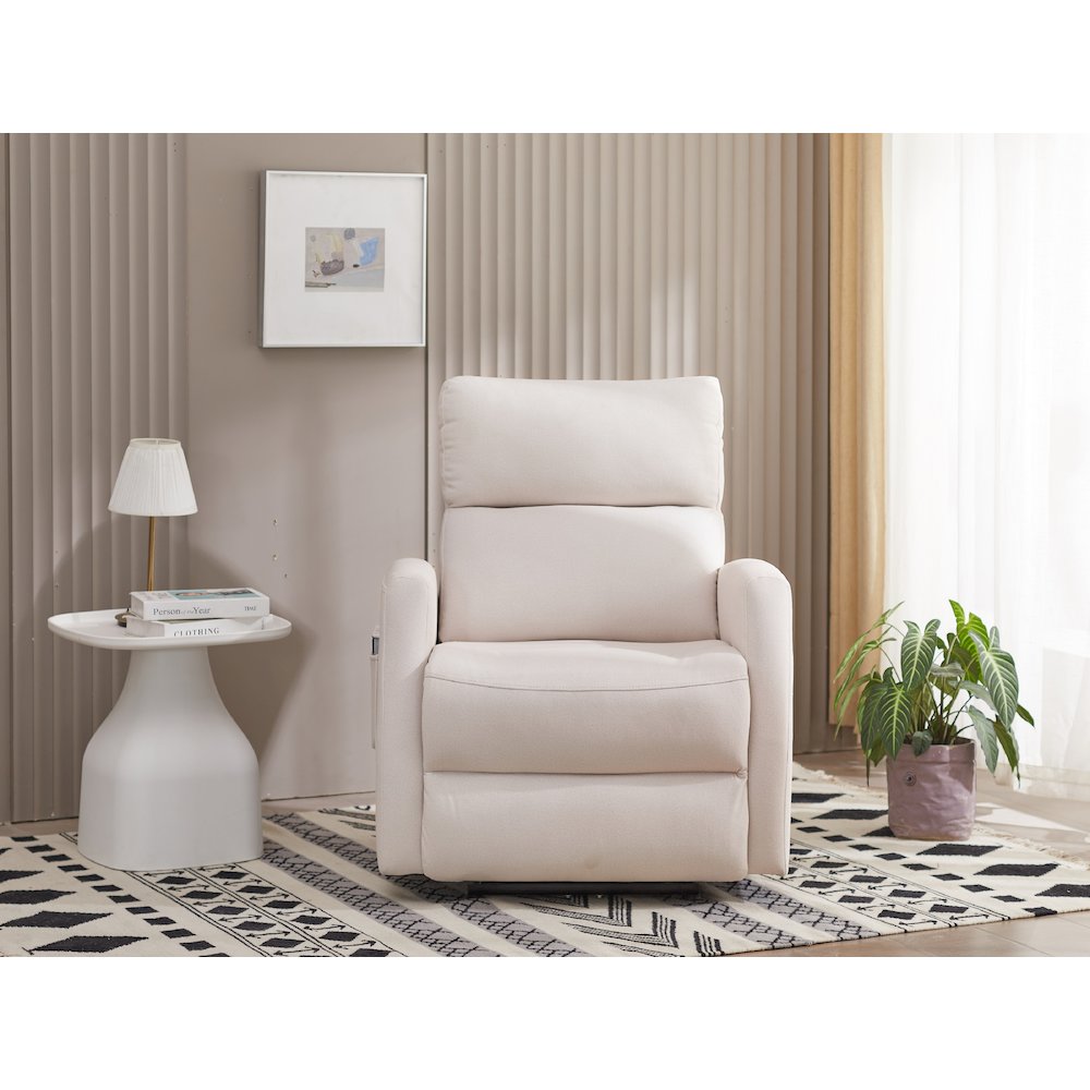Kingway Arindel Fabric Power Recliner With USB in Beige. Picture 1