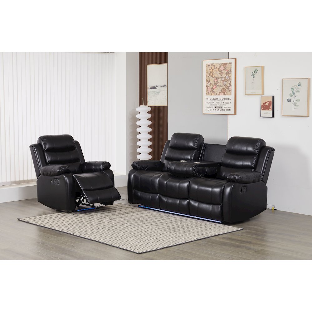 Faux Leather Manual Reclining Sofa Set – 2PC Home Theater Seating. Picture 2