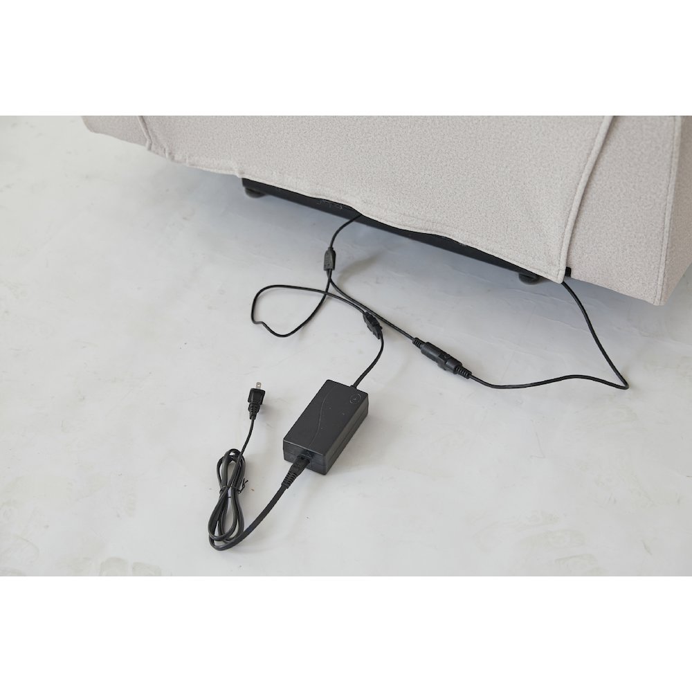 Kingway Adrien Fabric Power Recliner With USB in Gray. Picture 6