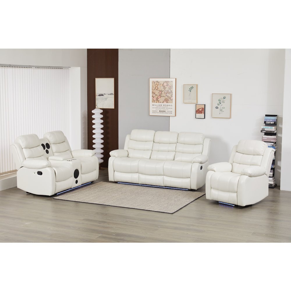 Faux Leather Manual Reclining Sofa Set – 3-Piece Home Theater Seating. Picture 1