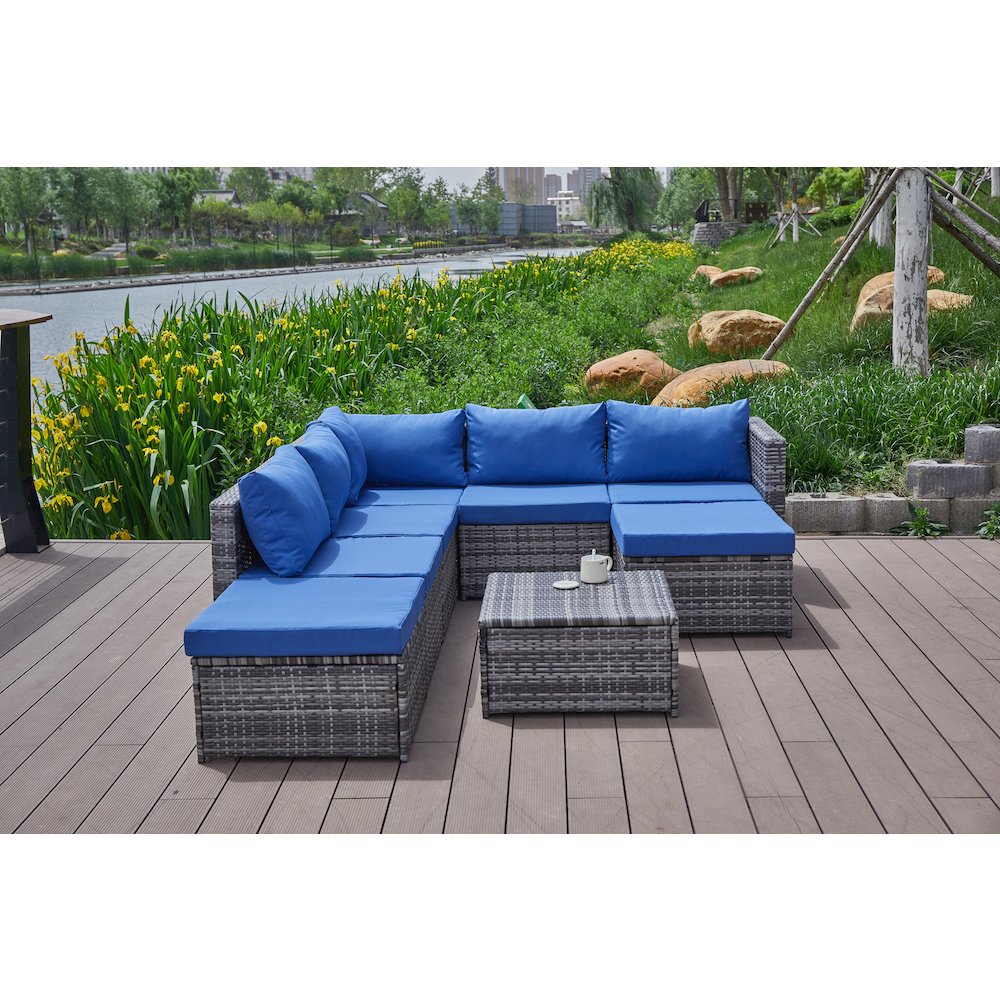 101'' Wicker Outdoor Patio Sectional. Picture 6