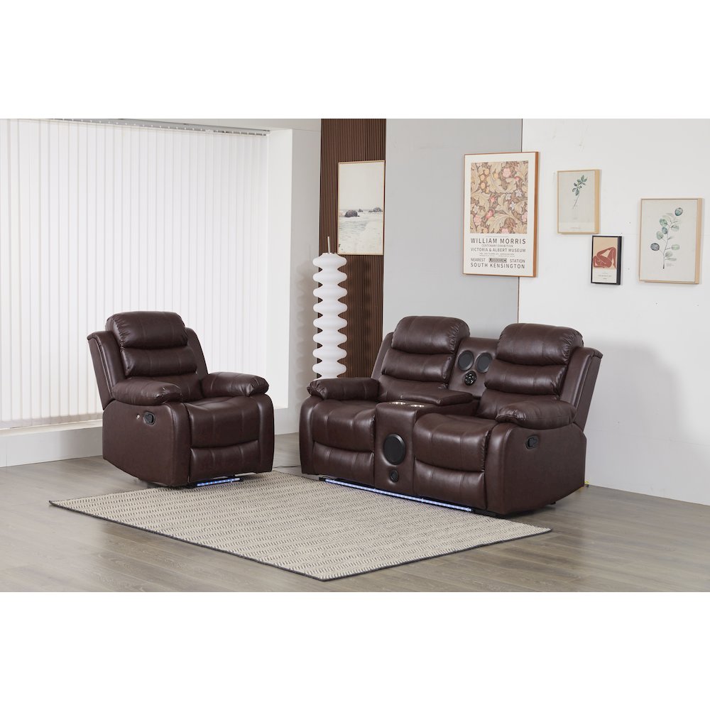 Faux Leather Manual Reclining Sofa Set – Two-Piece Home Theater Seating. Picture 1