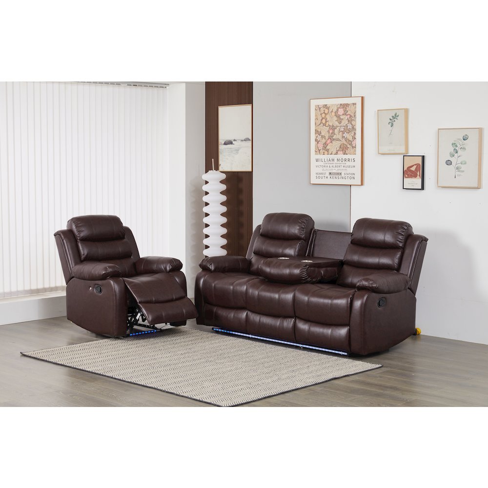 Faux Leather Manual Reclining Sofa Set – 2PC Home Theater Seating. Picture 2