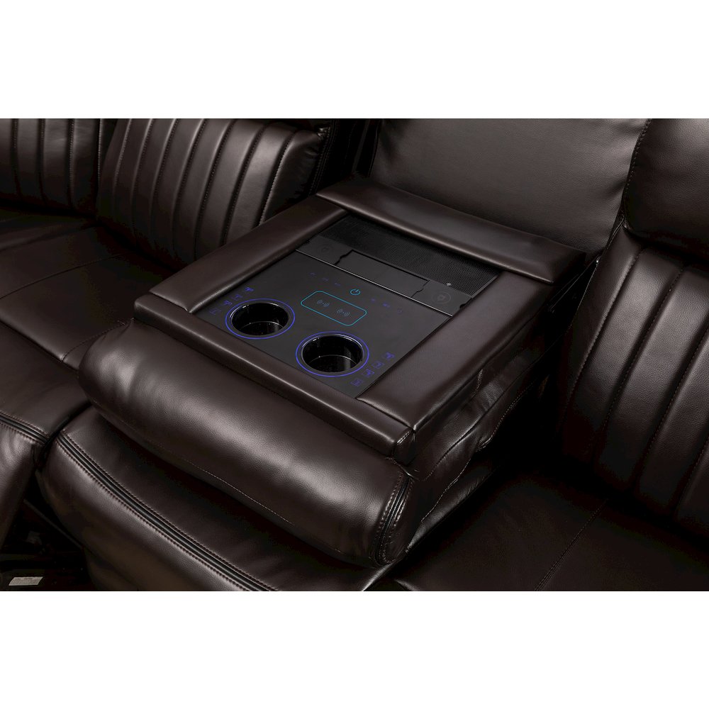 Raonne 3 - Piece Vegan Leather Power Reclining Sectional. Picture 4