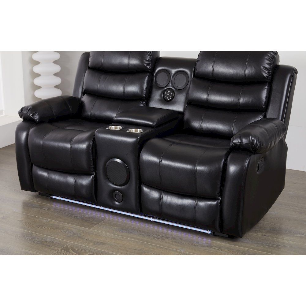 Faux Leather Manual Reclining Sofa Set – 3-Piece Home Theater Seating. Picture 5