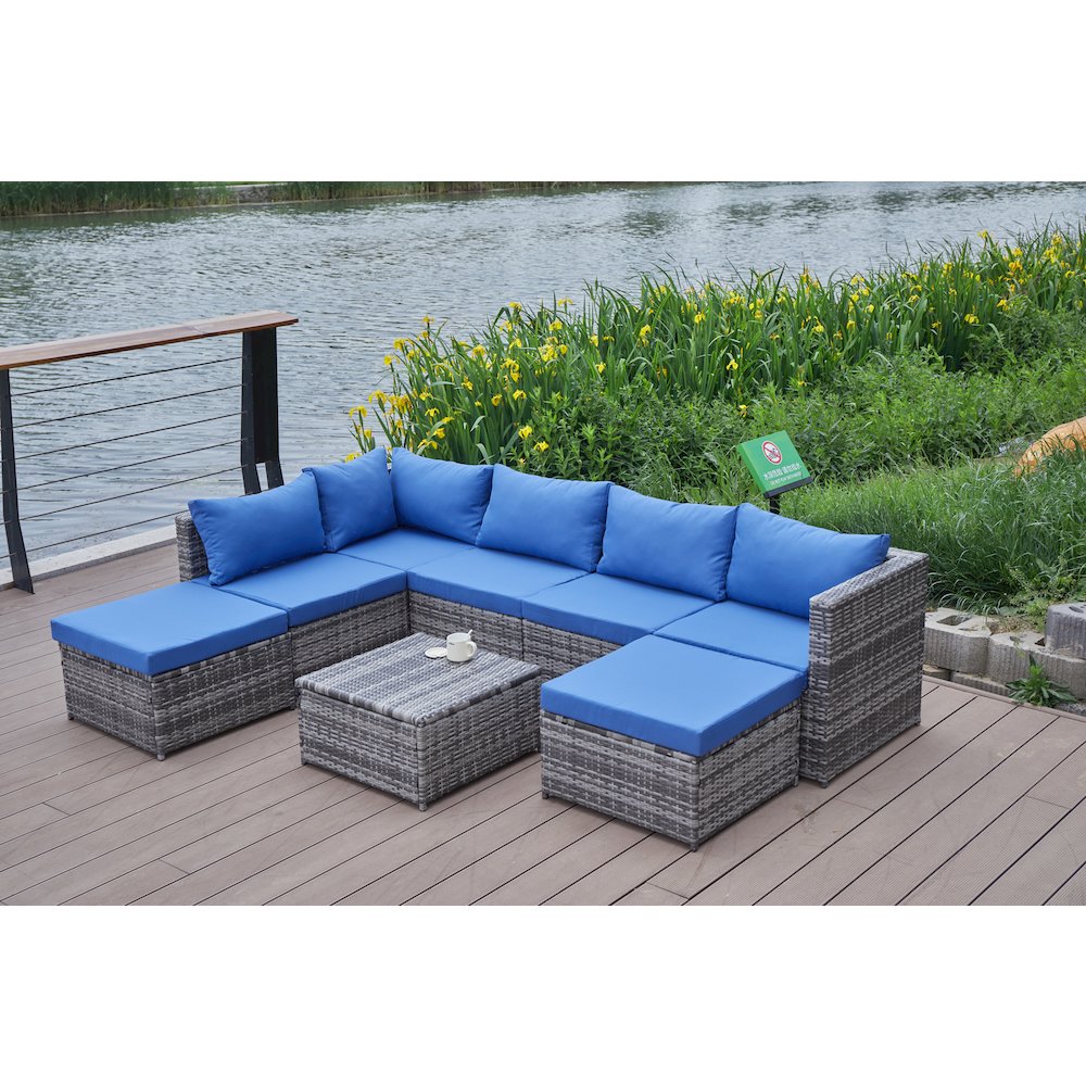 101'' Wicker Outdoor Patio Sectional. Picture 2