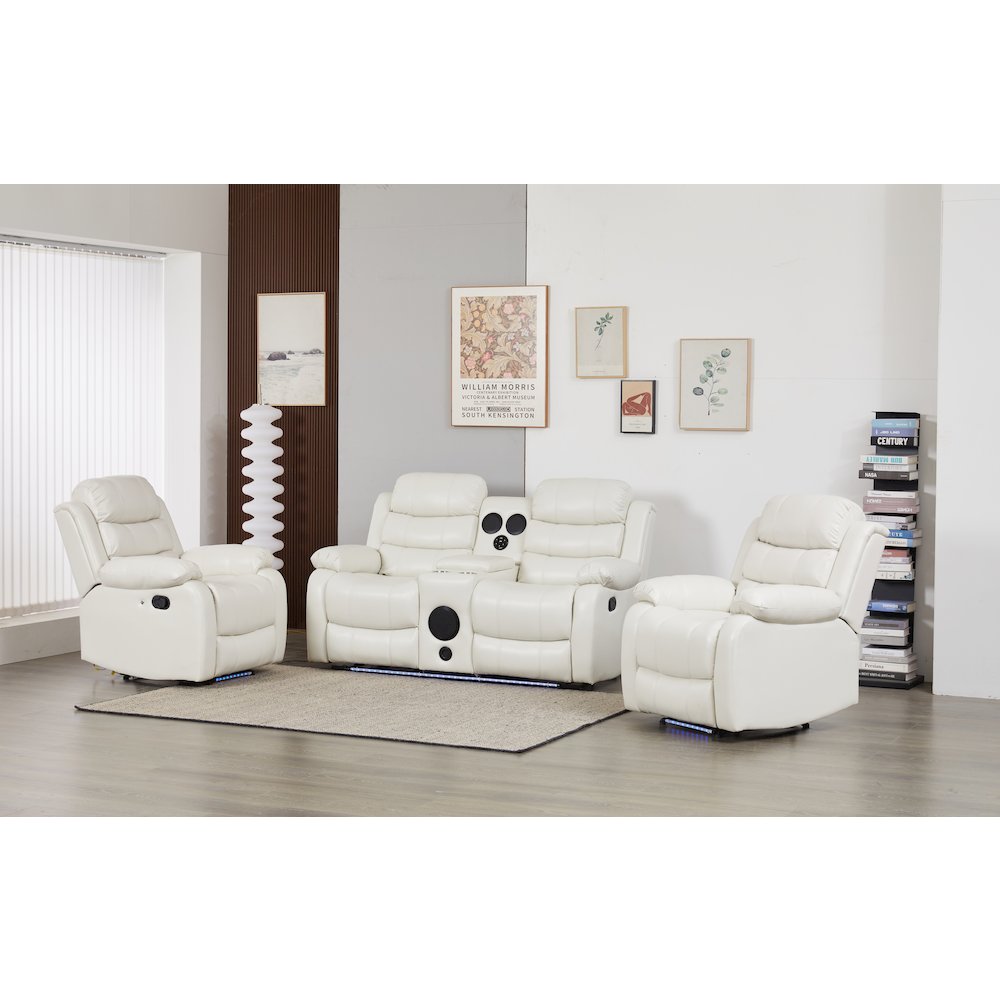 Faux Leather Manual Reclining Sofa Set – Three-Piece Home Theater Seating. Picture 1