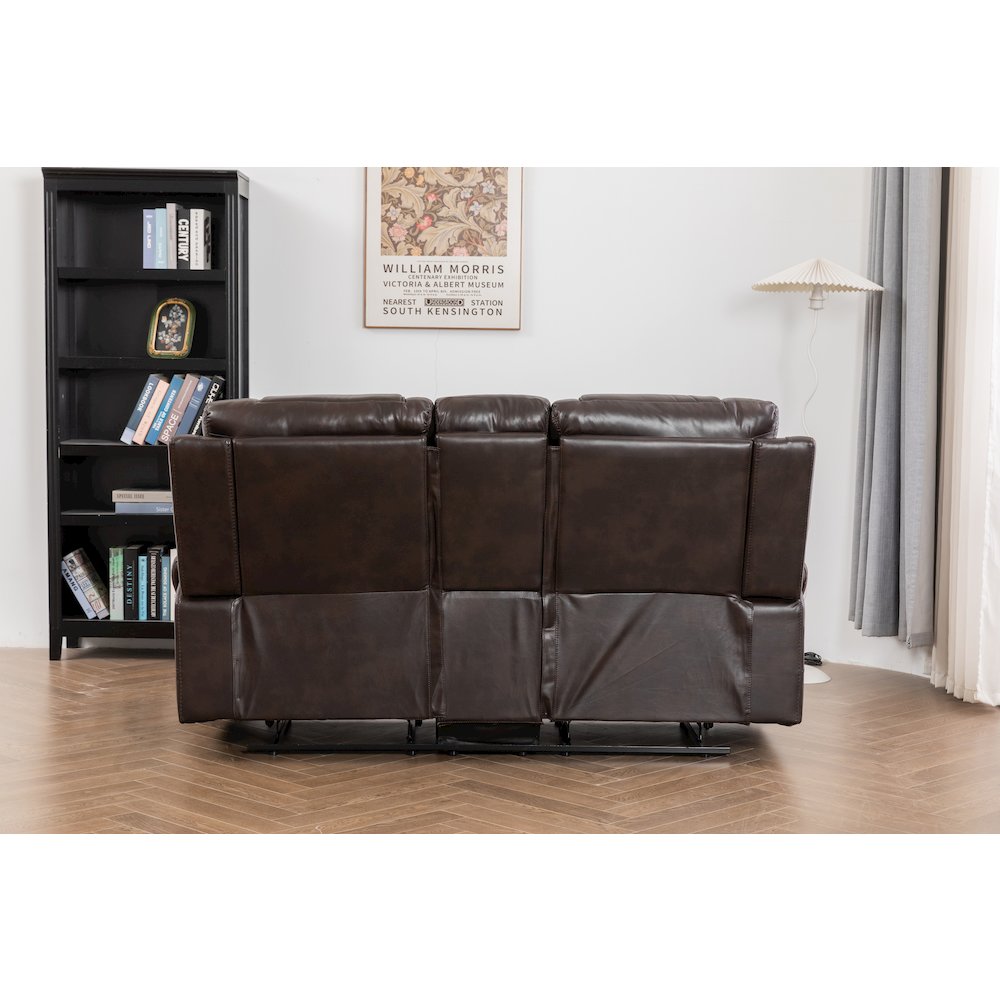 Ilyiano Two Tone Faux Leather 3-Piece Livingroom Reclining Set In Brown. Picture 6