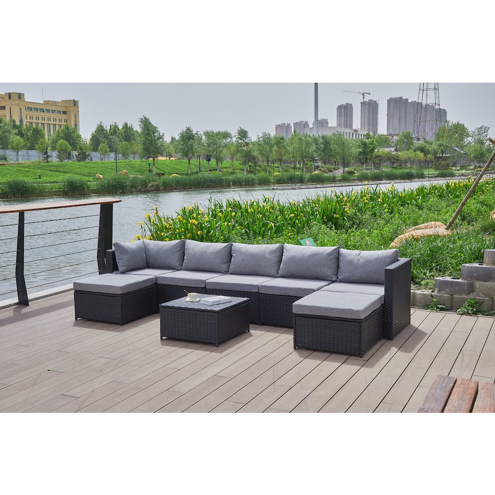 101'' Wicker Outdoor Patio Sectional. Picture 4